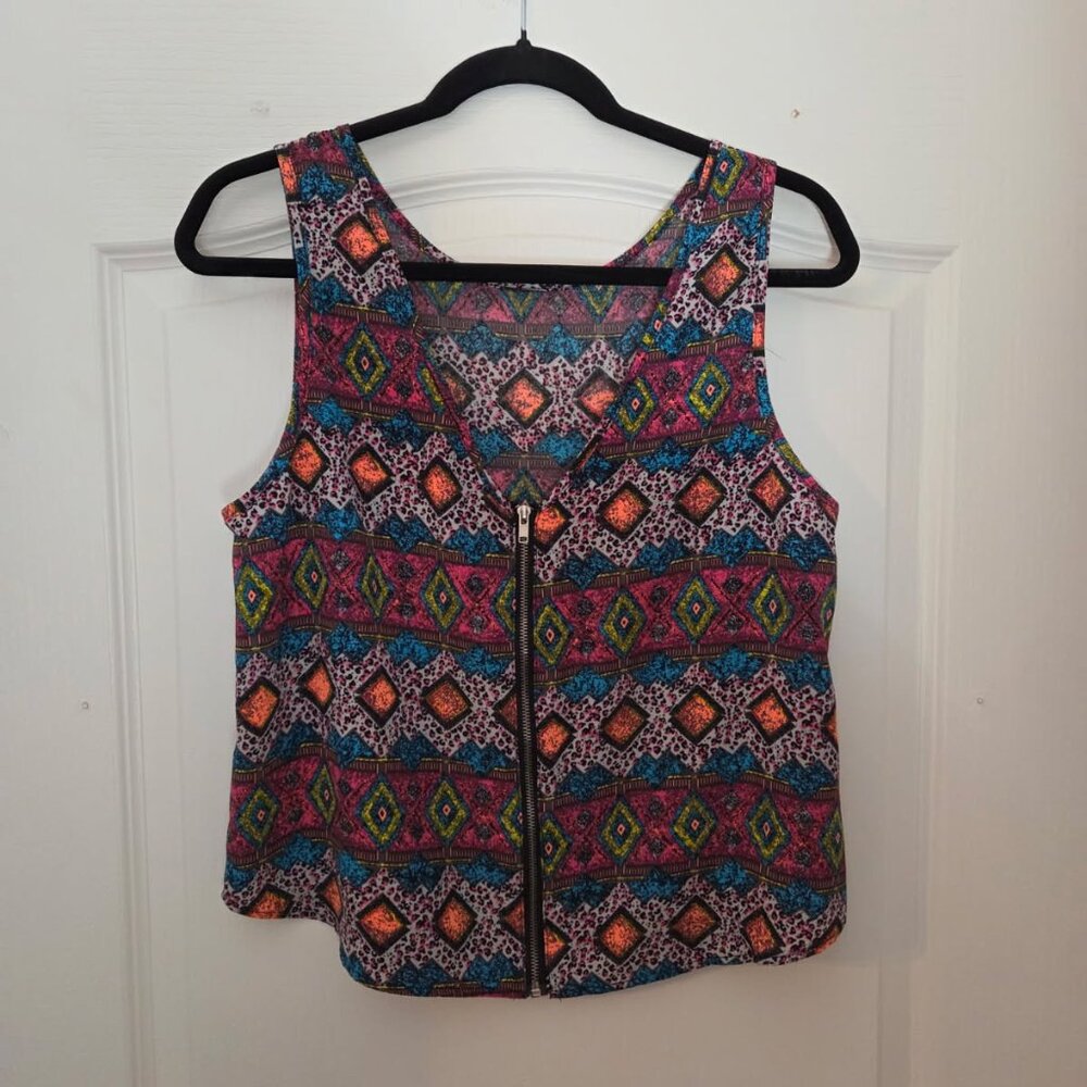 LUSH Womens Blouse Sleeveless Tank Top Size L Multicolor